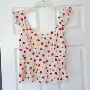 SugarLips cream and floral blouse, size M